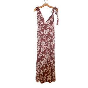 Abercrombie & Fitch Floral Maxi Dress Tie Shoulder V Neck Tiered Skirt Boho SZ M